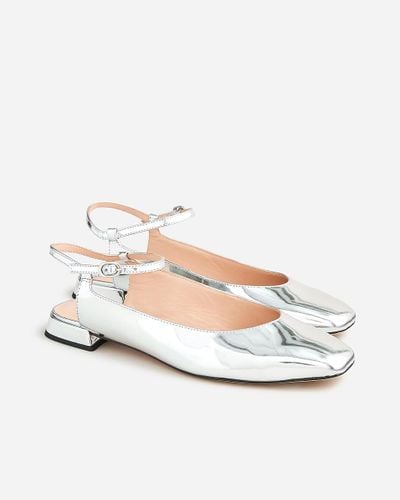 J.Crew Ankle-Strap Flats - Natural