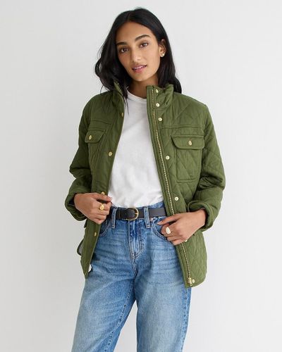 J.Crew New Quilted Downtown Field Jacket - Green