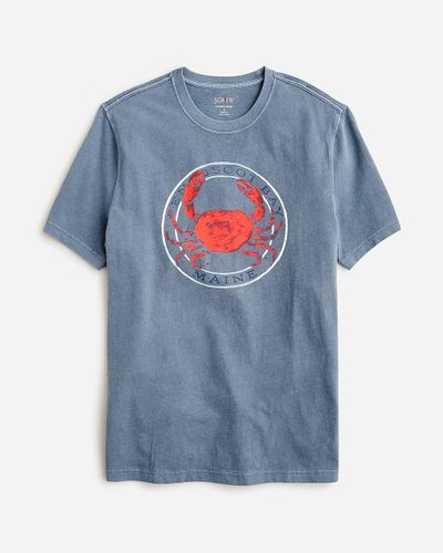 J.Crew Vintage-Wash Cotton Crab Graphic T-Shirt - Blue