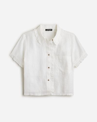 J.Crew Ruffle-Trim Button-Up Shirt - White