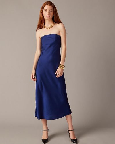 J.Crew Collection Strapless Gwyneth Slip Dress - Blue