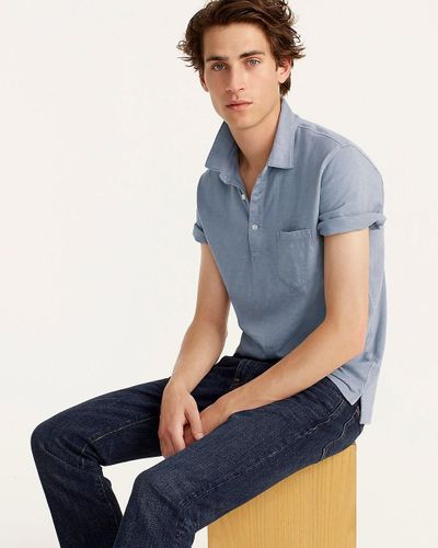 J.Crew Garment-dyed Slub Cotton Pocket Polo Shirt - Blue