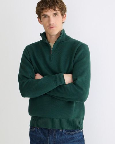 J.Crew Heritage Cotton Half-Zip Sweater - Green