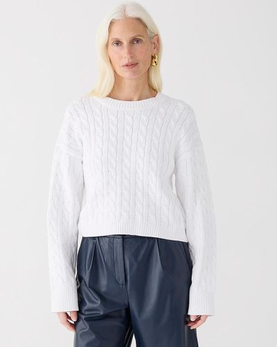 J.Crew Cable-Knit Cropped Sweater - White