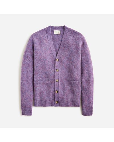 J.Crew Brushed Wool V-neck Cardigan Sweater - Purple