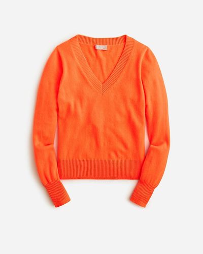 J.Crew Cashmere Shrunken V-Neck Sweater - Orange