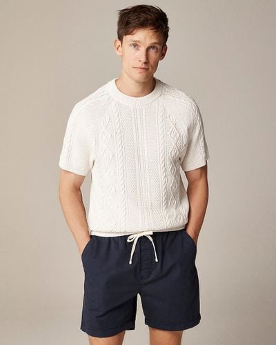J.Crew Short-Sleeve Cotton Cable-Knit Sweater - White