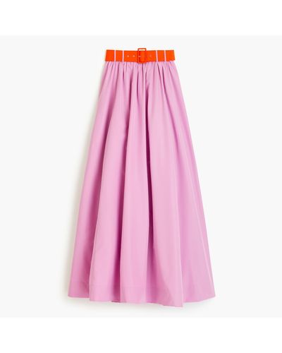 J.Crew Taffeta Belted Ball Skirt - Pink