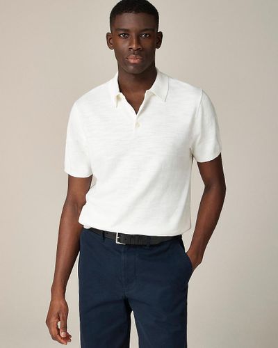 J.Crew Short-Sleeve Cotton-Blend Sweater-Polo - White