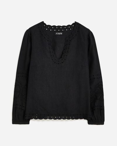 J.Crew Bungalow Embroidered Top - Black