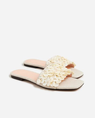 J.Crew New Capri Slide Sandals With Mother-Of-Pearl Paillettes - Natural