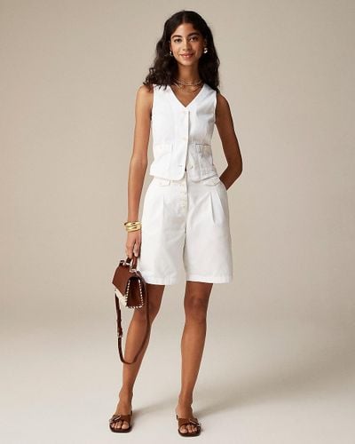 J.Crew Pleated Button-Front Short - Natural