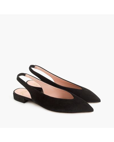 black pointed toe slingback flats