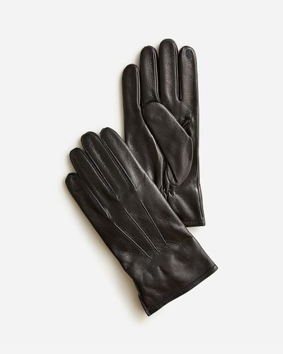 J.Crew Cashmere-Lined Leather Gloves - Black