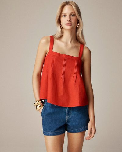 J.Crew Bow-Back Linen Top - Red