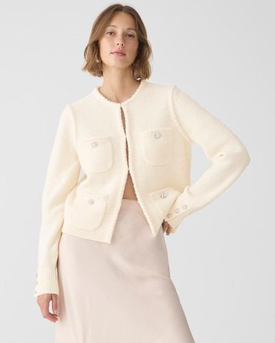 J.Crew Odette Sweater Lady Jacket With Jewel Buttons - Natural
