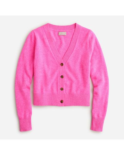 J.Crew Cashmere Cropped V-neck Cardigan Sweater - Pink