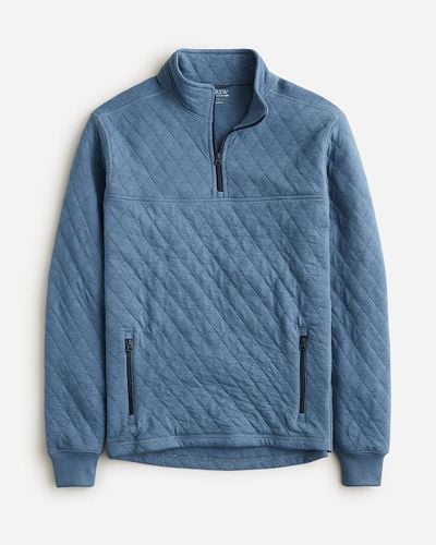 J.Crew Quilted Half-zip Pullover In Colorblock - Blue