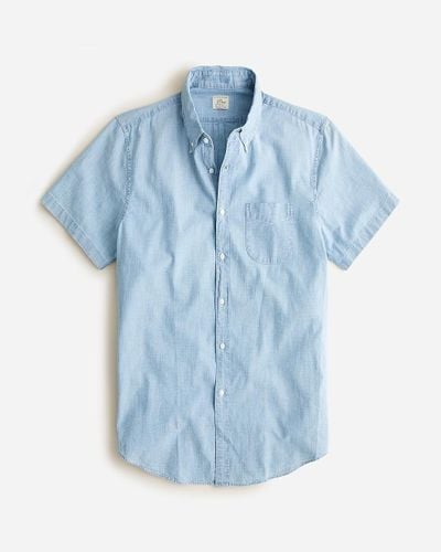 J.Crew Short-Sleeve Organic Chambray Shirt - Blue