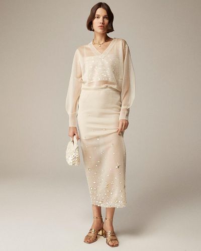 J.Crew Collection Sheer Sweater-Skirt With Sequins - Natural