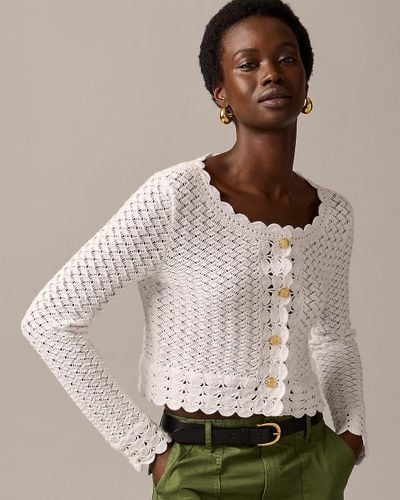 J.Crew Crochet Cropped Cardigan Sweater - Natural