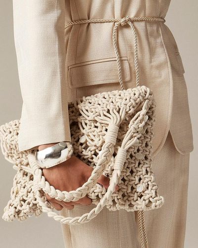 J.Crew Cadiz Hand-Knotted Rope Tote With Paillettes - Natural