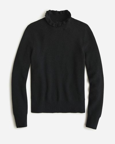 J.Crew Ruffleneck Merino Wool-Blend Sweater - Black