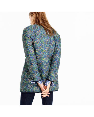 J.Crew Reversible Puffer Jacket In Liberty Catesby Floral in Cobalt 