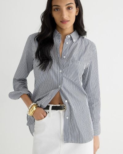 J.Crew Classic-fit Washed Cotton Poplin Shirt In Stripe - Gray