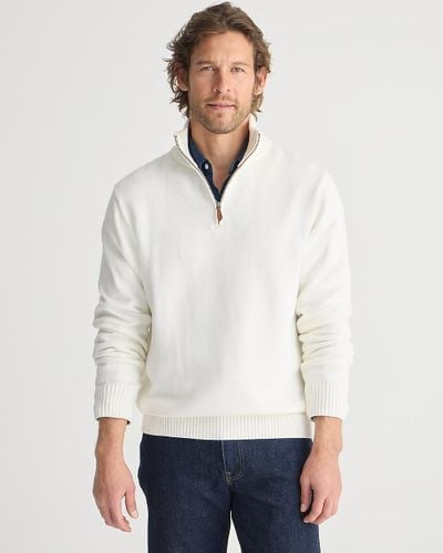 J.Crew Heritage Cotton Half-Zip Sweater - White