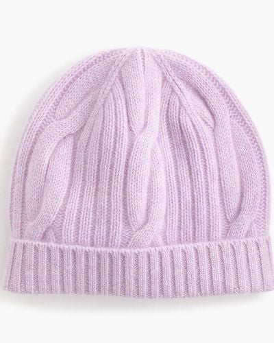 J.Crew Ribbed Cable-Knit Beanie - Purple