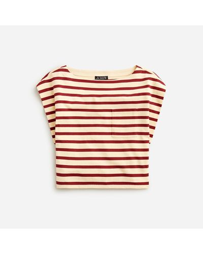 J.Crew Boatneck Muscle T-shirt In Stripe Mariner Cotton - Pink