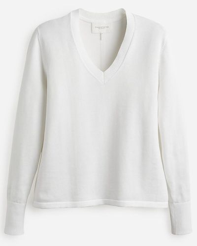 J.Crew State Of Cotton Nyc Elle V-Neck Sweater - White