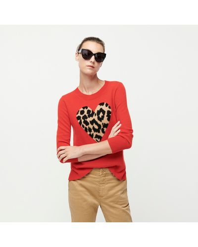 j crew leopard heart sweater