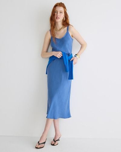 J.Crew Gwyneth V-Neck Slip Dress - Blue