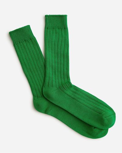 J.Crew Ribbed Cotton-Blend Socks - Green