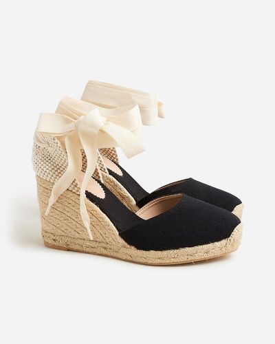 J.Crew Made-In-Spain Lace-Up High-Heel Espadrilles - Natural