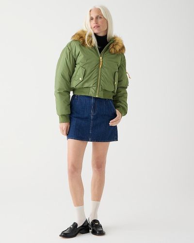 J.Crew Ruched Puffer Jacket With Primaloft - Green