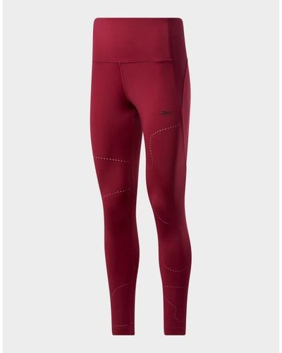 Reebok Synthetic Lux Perform High Rise Perforated leggings in Red - Lyst