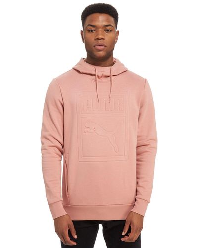 PUMA Cotton Archive Embossed Logo Hoodie in Pink for Men - Lyst
