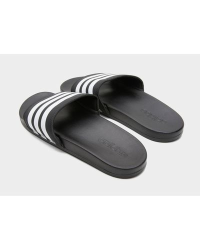 adidas Adilette Cloudfoam Plus Stripes Slides in Black for Men - Lyst