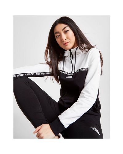 The North Face Cotton Tape 1/4 Zip Hoodie in Black/White (Black) - Lyst