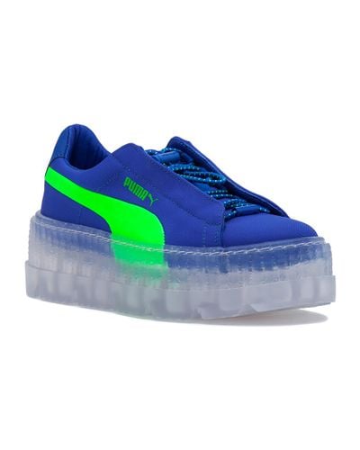 puma creepers green and blue
