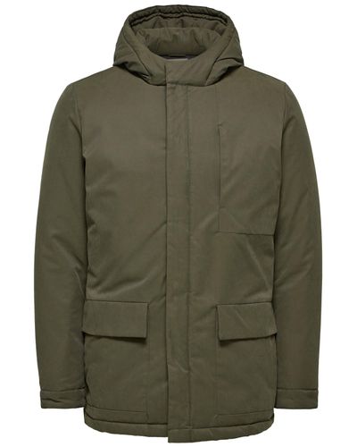 SELECTED Cotton Selected Homme Blake Winter Parka in Dusty Olive (Green)  for Men - Lyst