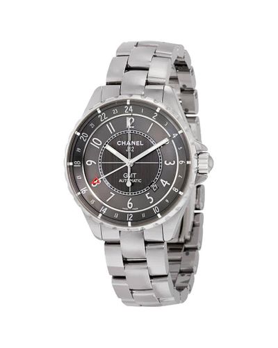 Chanel J12 Chromatic Gmt Automatic Charcoal Titanium Ceramic Watch in  Black,Grey (Gray) - Lyst