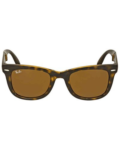 Ray Ban Rayban Folding Wayfarer Light Havana Tortoise Resin Sunglasses 50 710 In Brown Tortoise Brown For Men Lyst