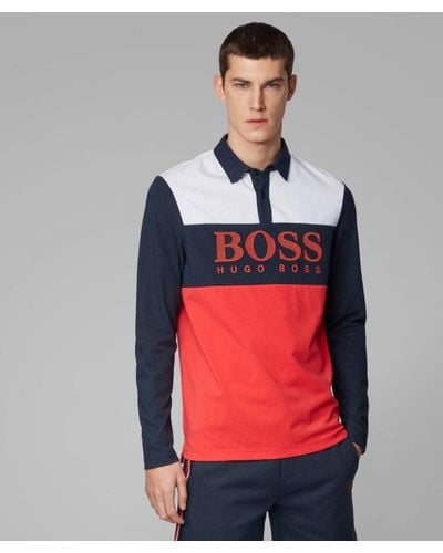 boss plisy long sleeve polo