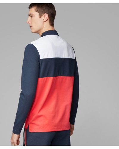 boss plisy long sleeve polo