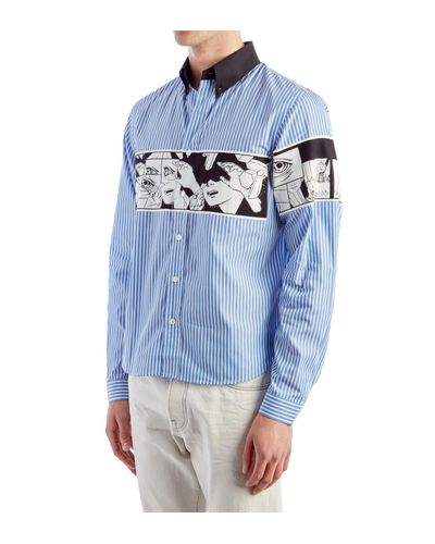 Prada Denim Comic Strip Popeline Shirt 