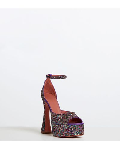 AMINA MUADDI Leather Bianca Glitter 